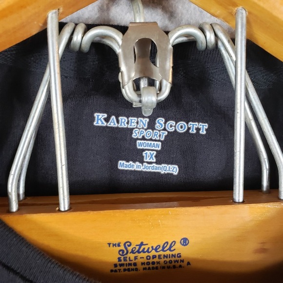 Karen Scott Sport Black Textured Knit Top 1X Plus 3/4 Sleeve Comfort Herringbone - Picture 3 of 7